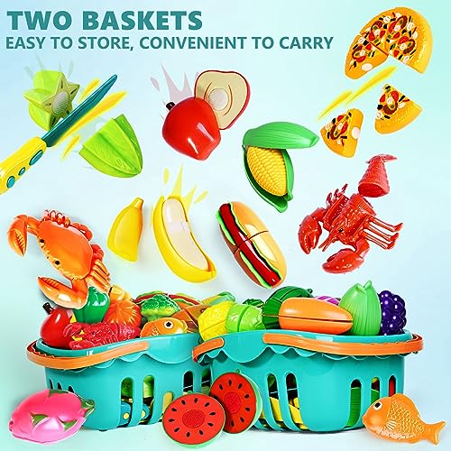 100 Pcs Play Food Set with 2 Baskets K828282