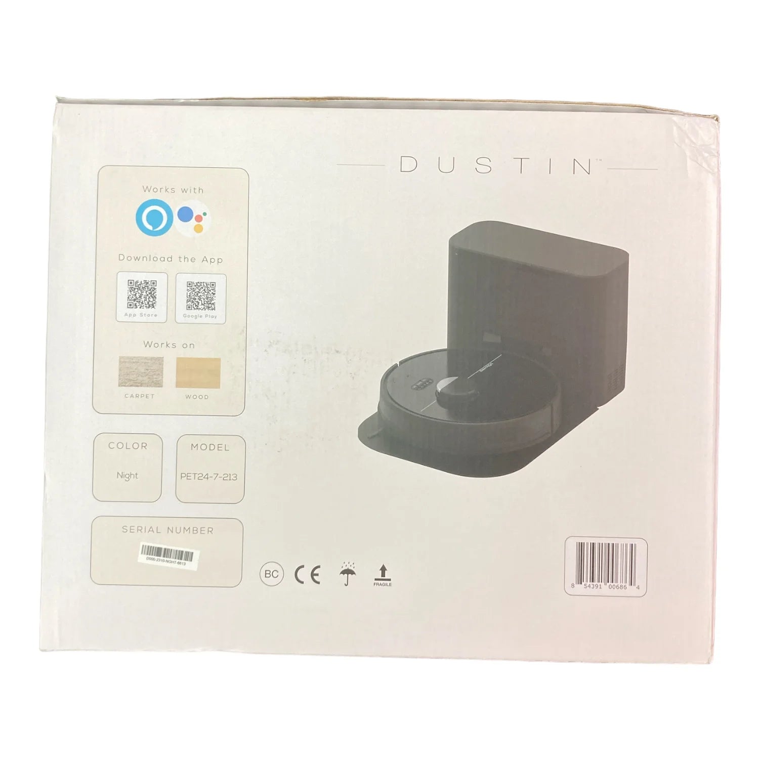Black Self-Emptying Robot Vacuum and Mop G83422