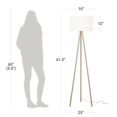 Antique Brass Tripod Floor Lamp C7939