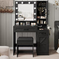 White 36.4 inch Vanity Desk with Mirror and Lights, Chair, 2 Drawers D4440