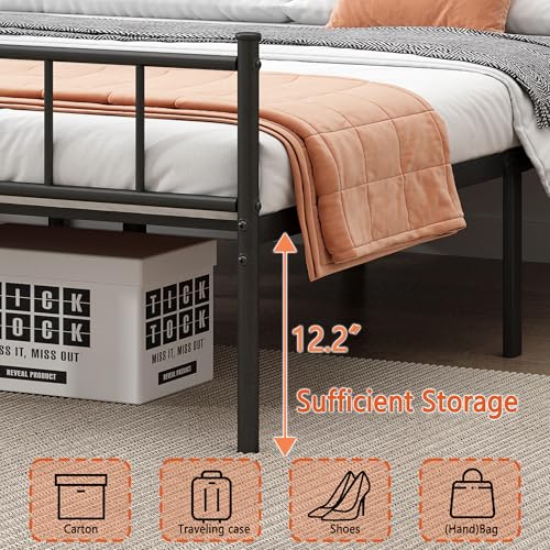 Full Metal Platform Bed Frame with Steel Slat Support W6256
