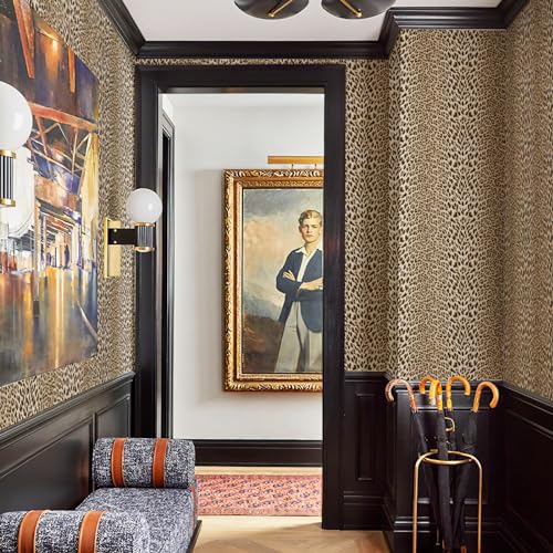 Gold Glitter Non-pasted 3D Embossed Leopard Print Wallpaper A388