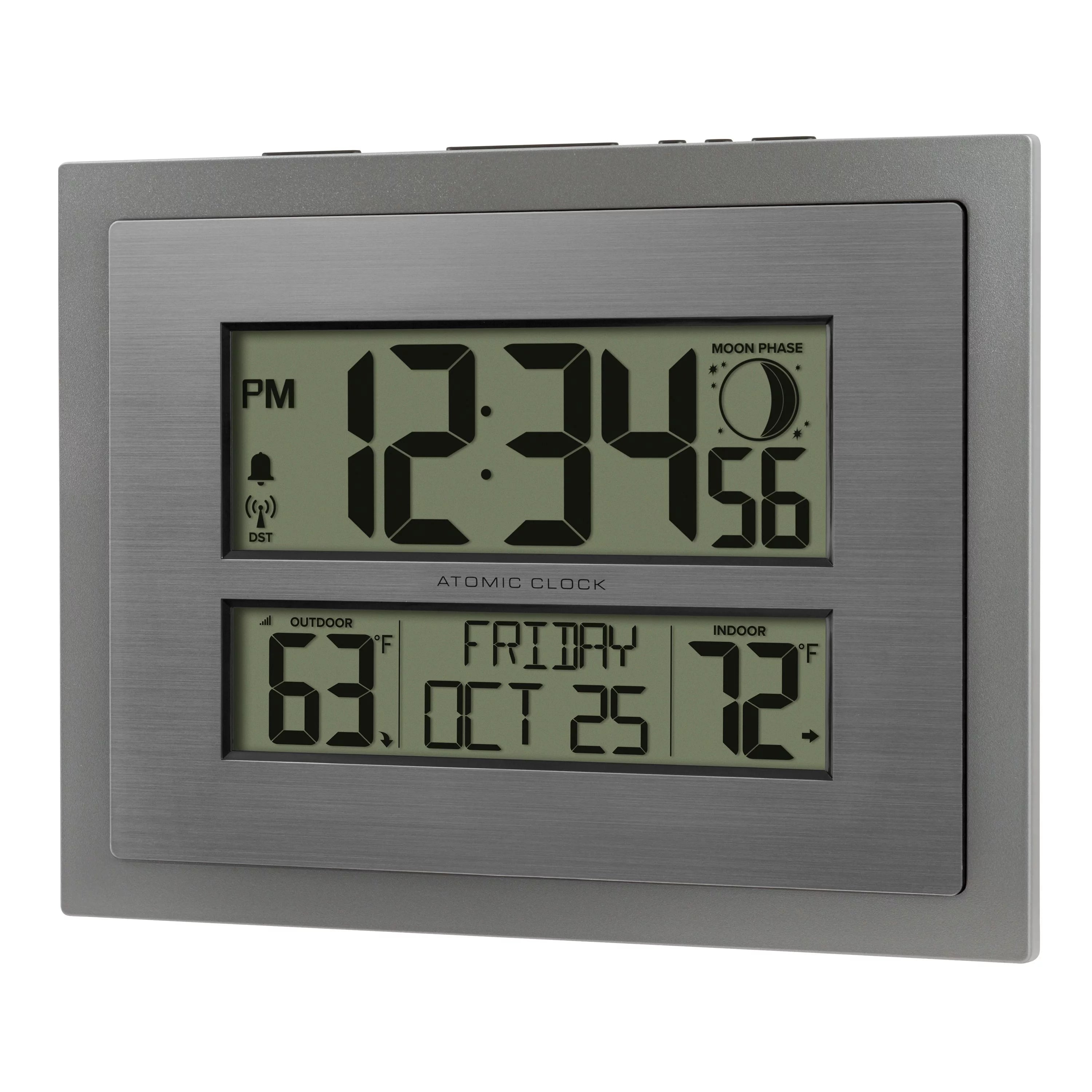 Silver Atomic Wall Clock with Moon Phase Z660