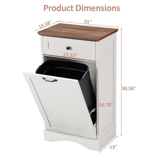White 13 Gallons Tilt Out Trash Cabinet M2227