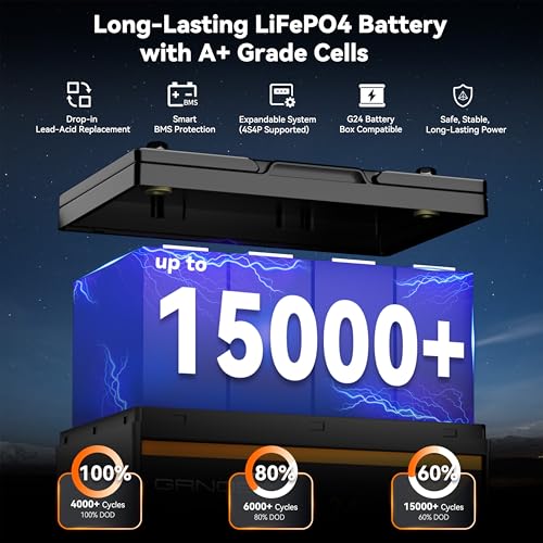 2-Pack 12V 100Ah LiFePO4 Automotive Batteries, 100A BMS Each, Group 24 L96460