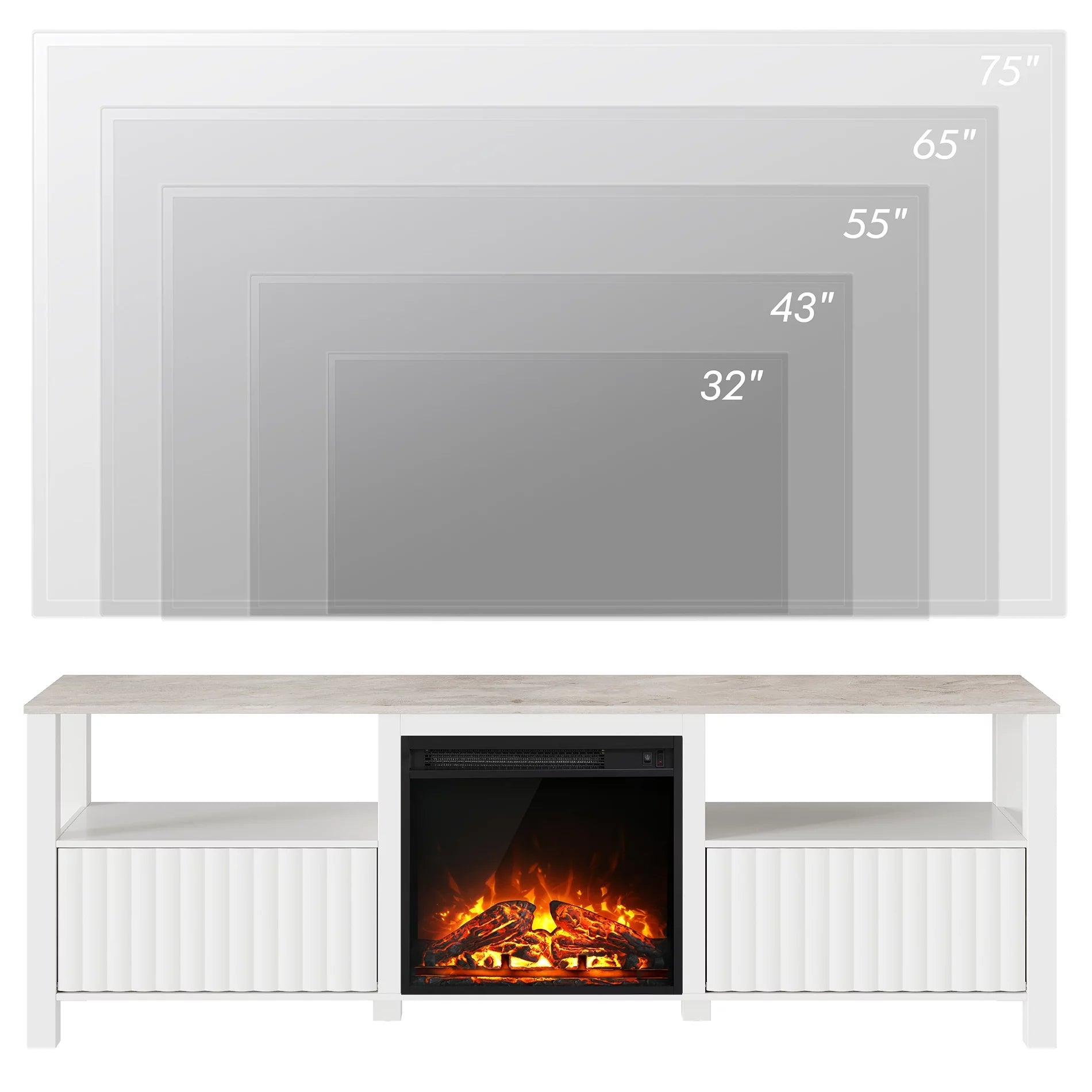 White 70 inch Electric Fireplace TV Stand P73578
