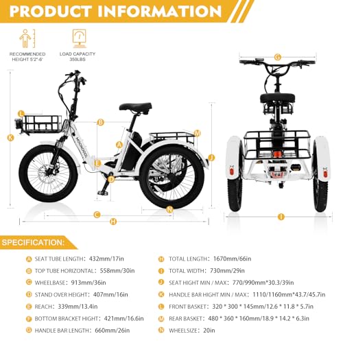 20" Folding 3 Wheels Electric Tricycle with Aluminum Frame D928315
