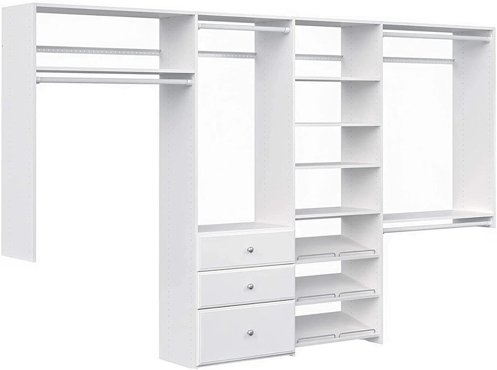 White Wood Wall Mounted Closet Organizer with Shelves and Drawers L53203