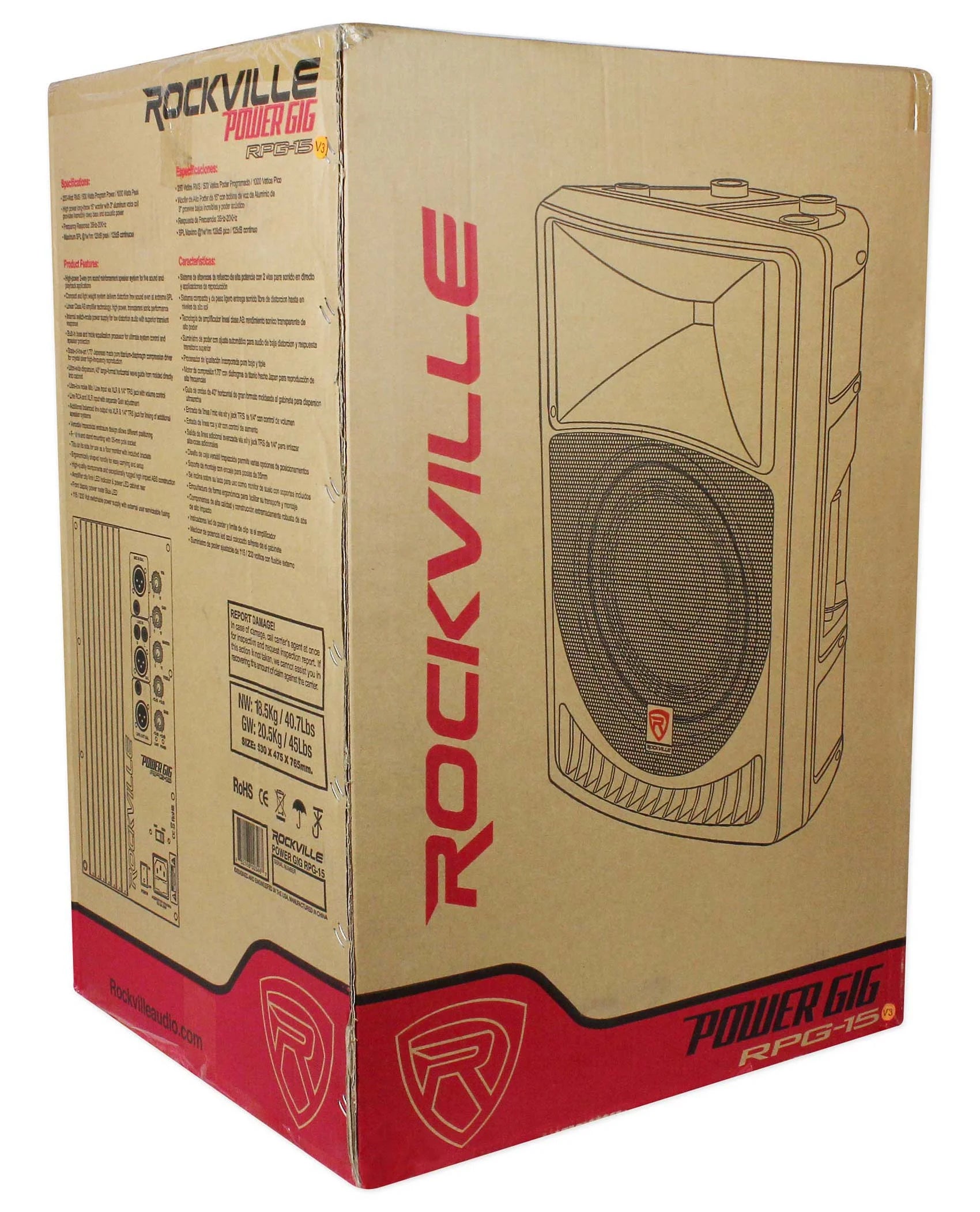 15" 2000w Active PA/DJ Speakers with Mixer, Mic, Stands, Cables, Bag Z722