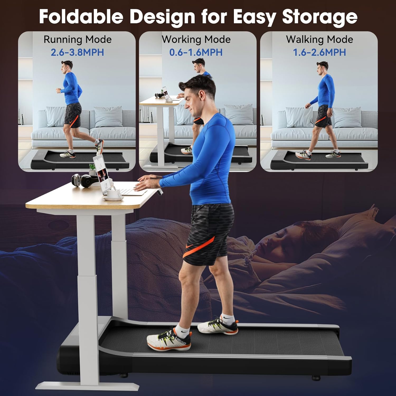 Walking Pad Under Desk Treadmill with Remote Control LED Display Y31912