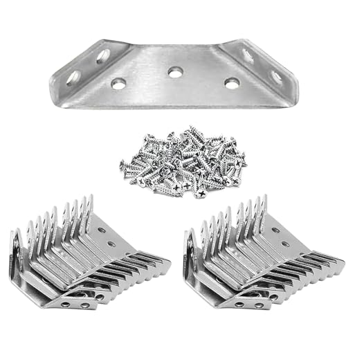 20 Pack Stainless Steel Furniture Corner Braces Connector with 140 Screws U495033
