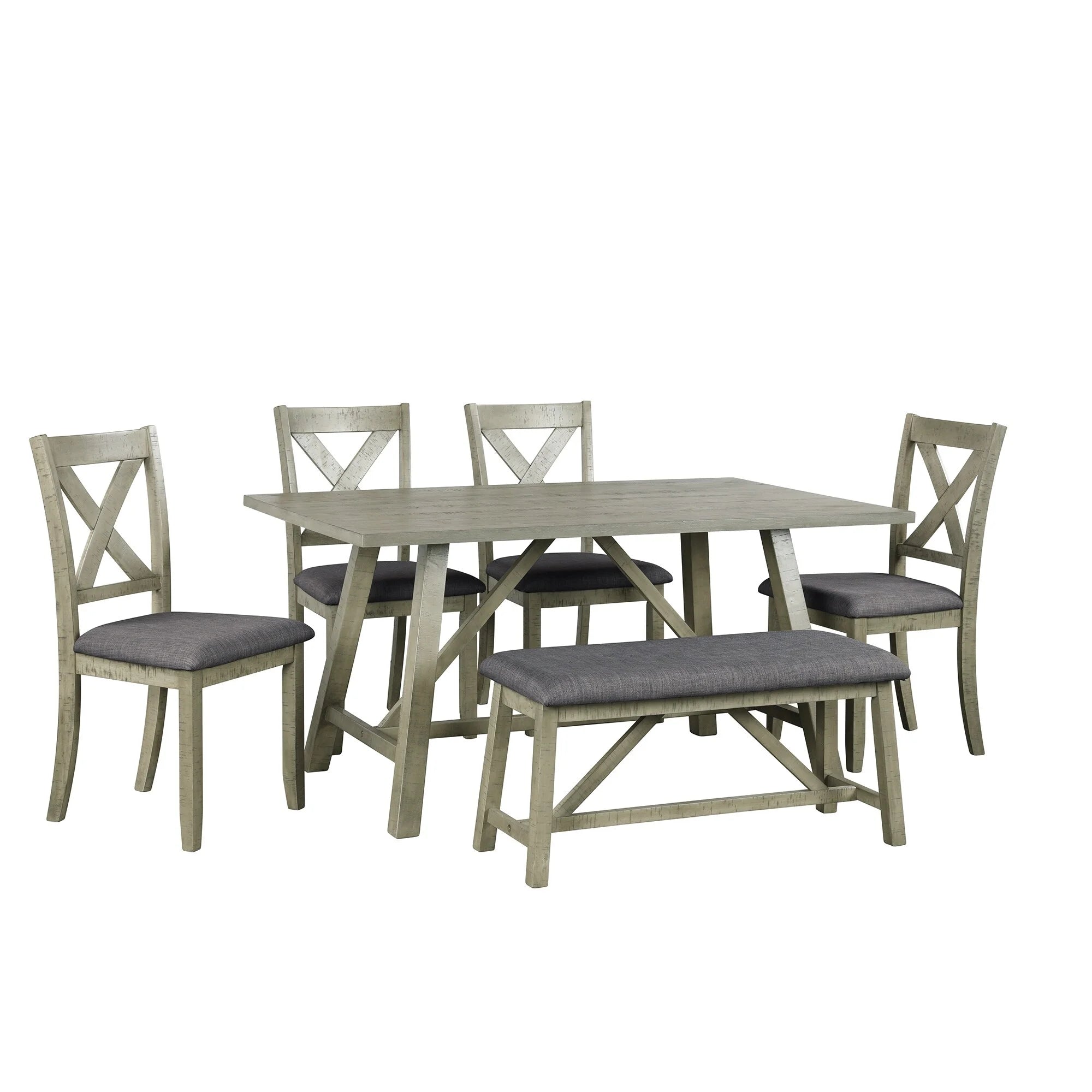 6 Piece Wood Dining Table Set Y60064