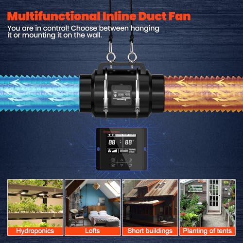6" Inline Duct Fan, 402 CFM Ventilation Exhaust Fan DC Motor with Manual Controller Z653092