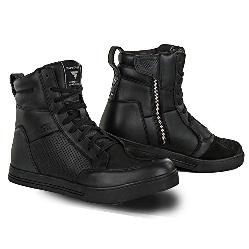 Leather Motorcycle Shoes with Side Zipper F674716