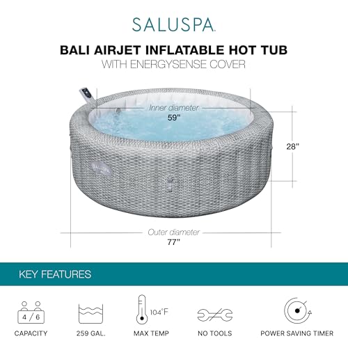 Large Round 7 Person Inflatable Hot Tub with Cover H33833