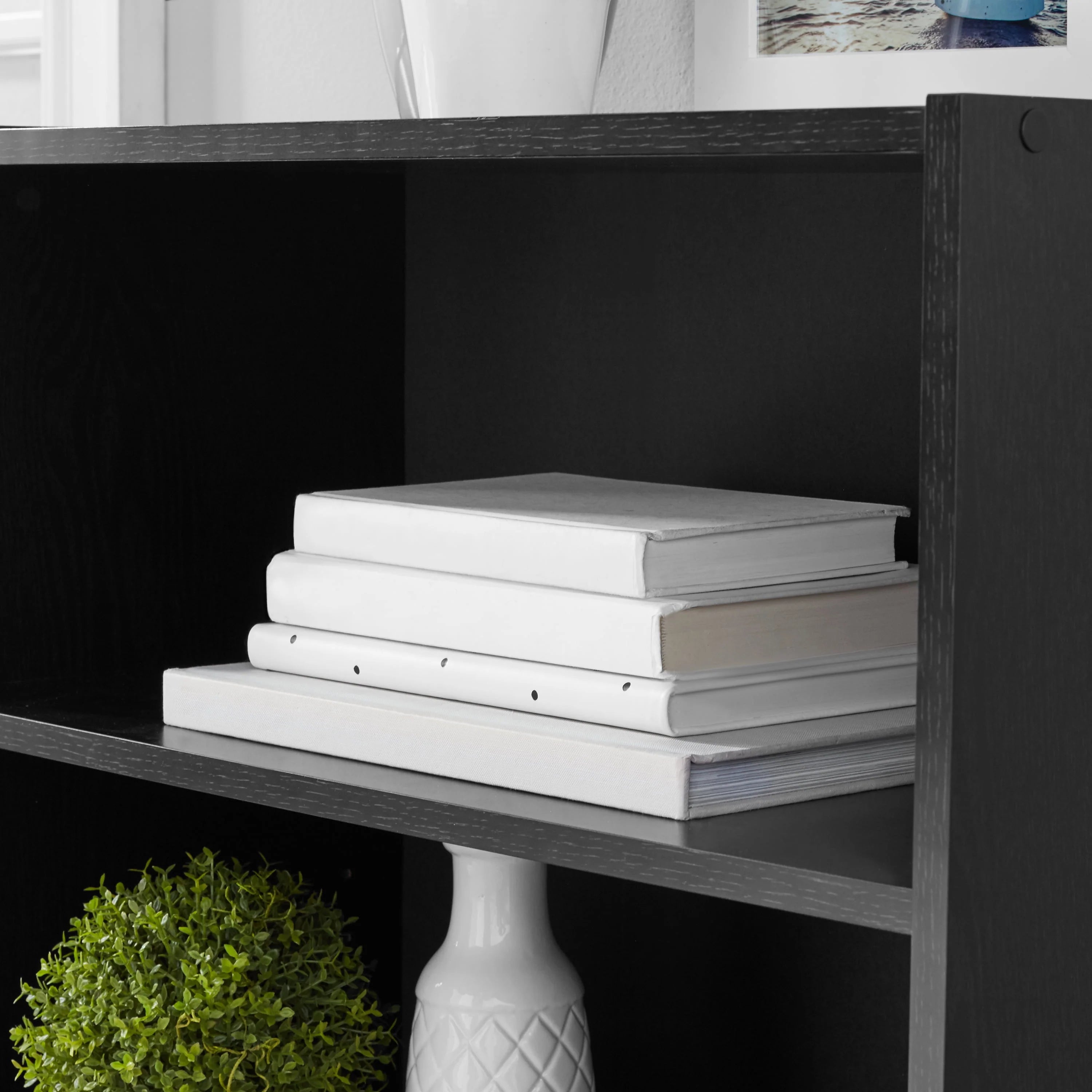 3-Shelf Bookcase with Adjustable Shelves, Black Oak E77347