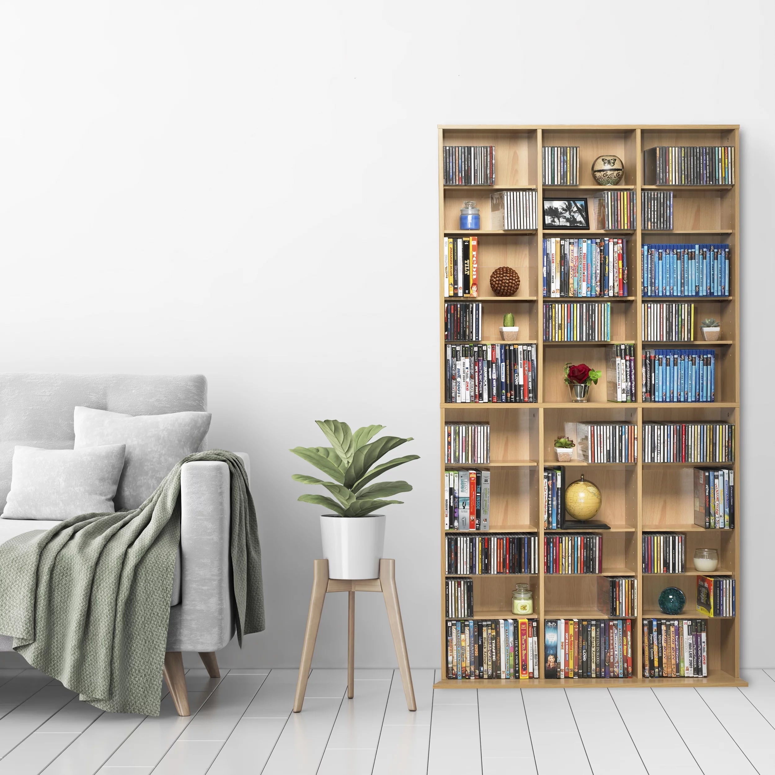 40"x71" Adjustable Wood Media Storage Shelf Bookcase L751