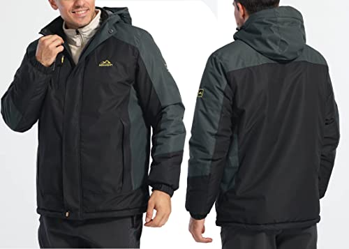 Men's Winter Water Resistant Ski Snow Jacket Fleece Parka Raincoats With Multi-Pockets A867049