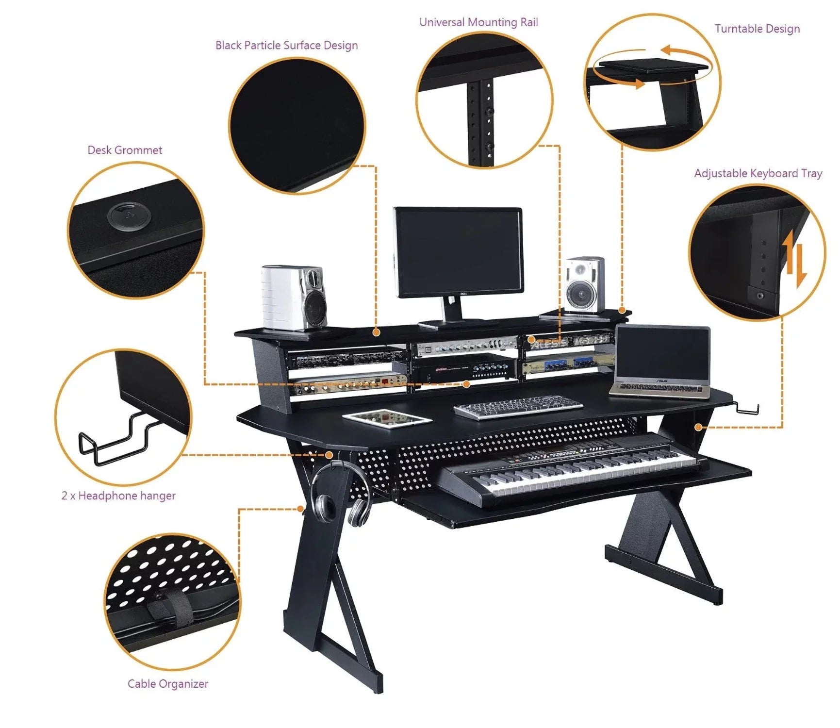 3 x 4U Rack Music Recording Studio Desk Workstation M6459