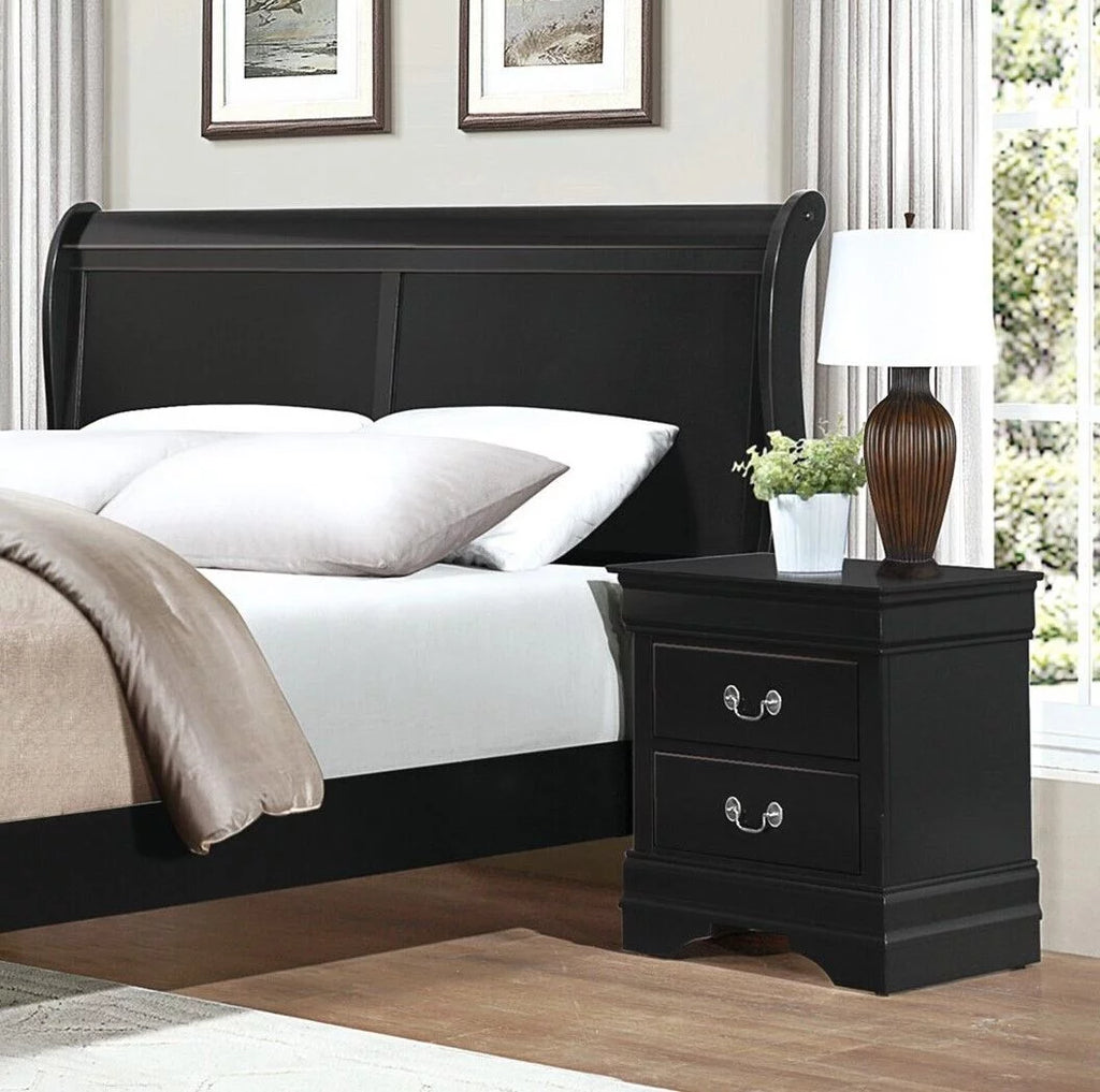 Black Finish 3pc Queen Bed and Nightstands Bedroom Set G83866