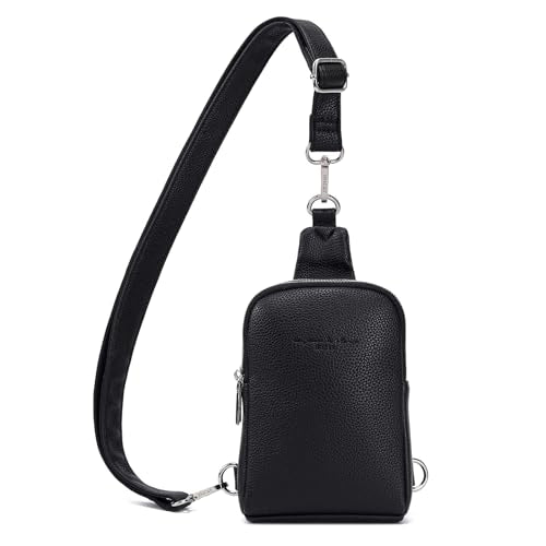 Small Crossbody Sling Bag Vegan Leather Fanny Pack (Retro Black) H96824