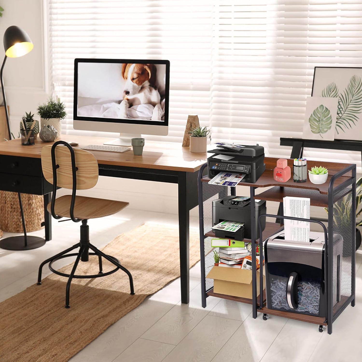 Printer Stand with Storage, 3 Tier Printer Table with Adjustable Storage Rack H280017