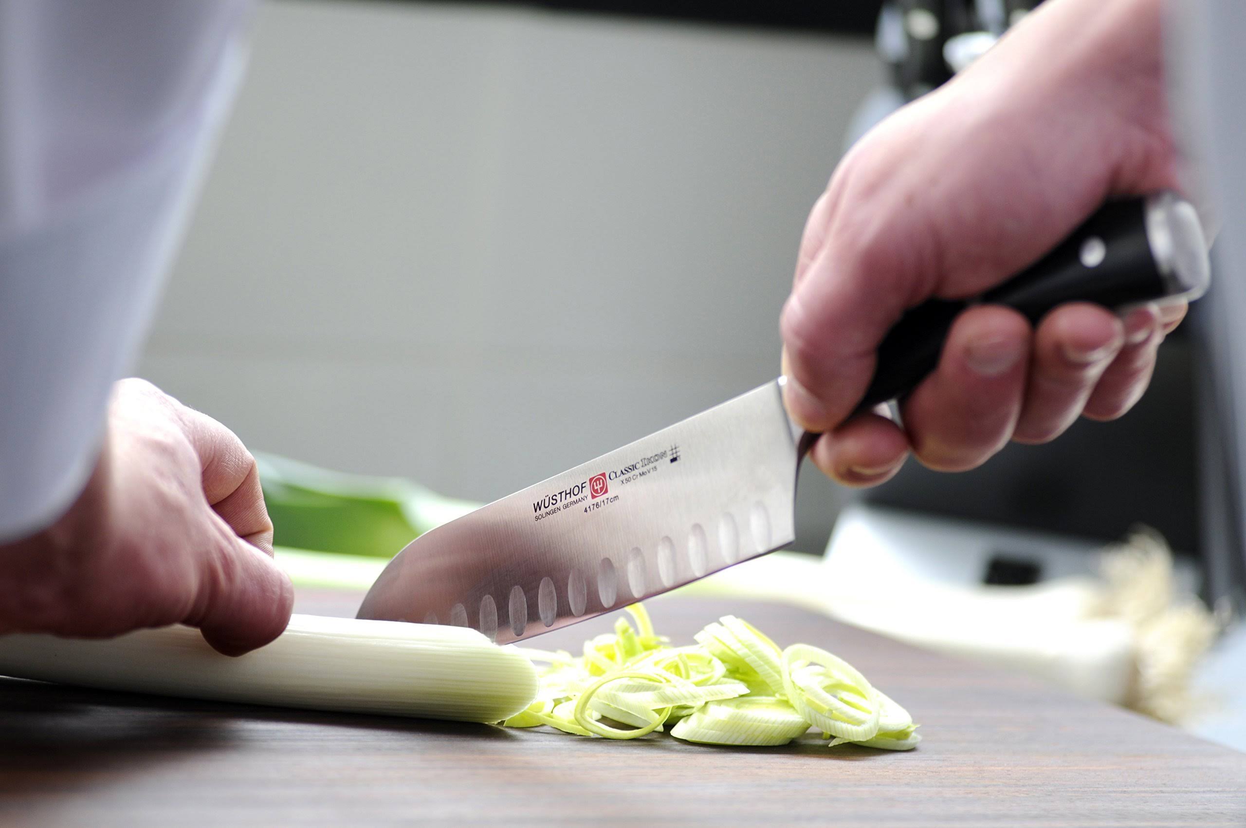 7-Inch Santoku Hollow Edge Black Knife D31692
