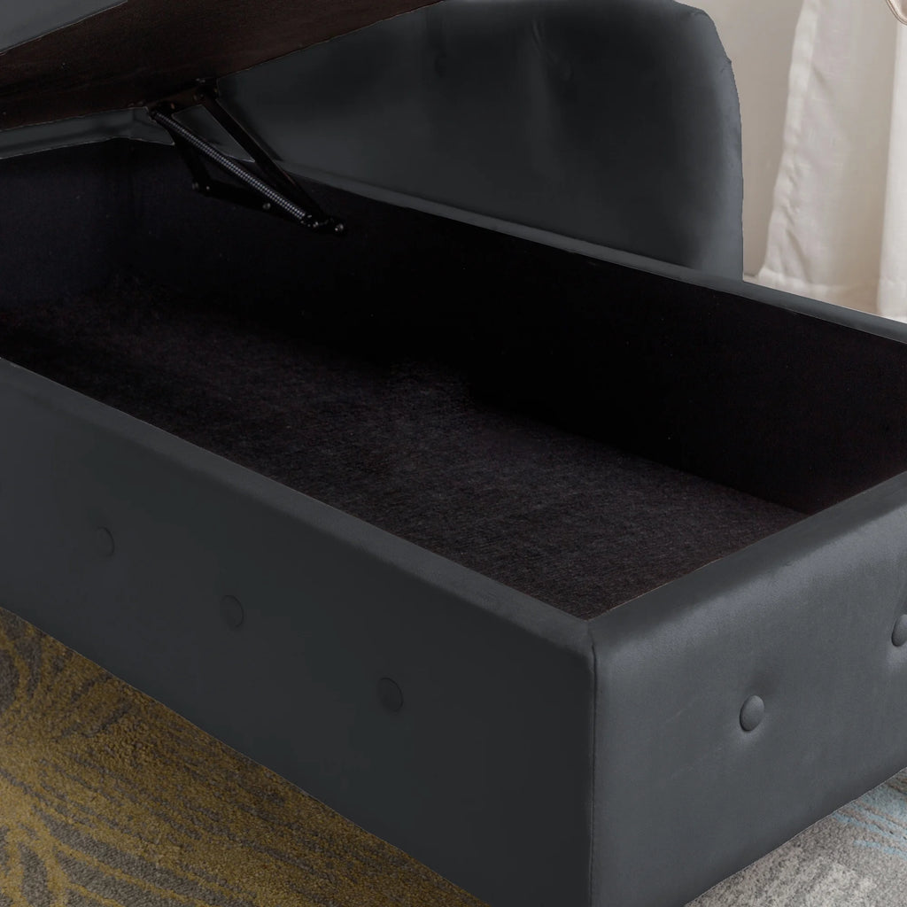 Black Velvet Chaise Lounge with Storage and Pillow C655