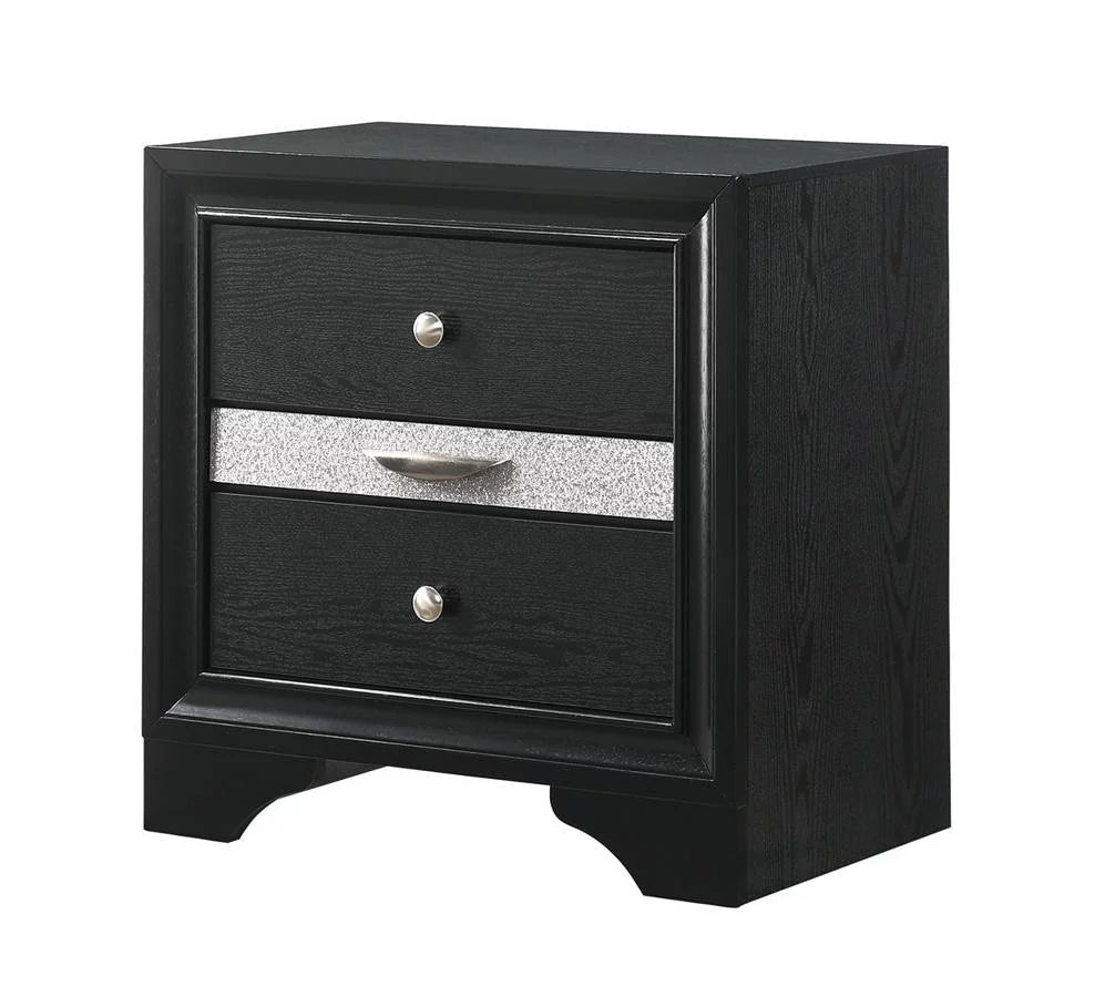 3pc Queen Storage Bed Drawers Panel Bed Nightstand Set Black Wooden V2889