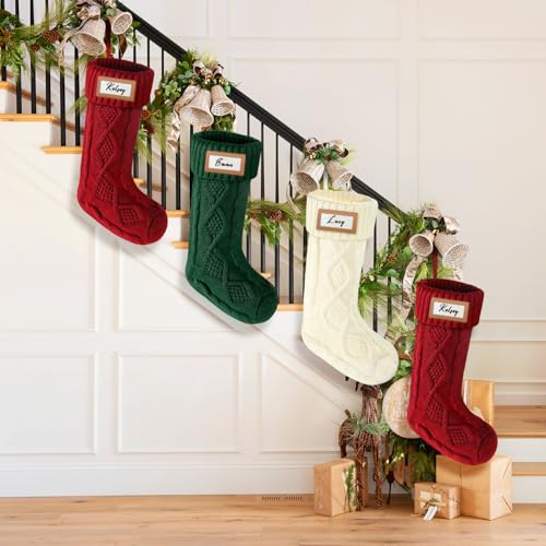Red 18 Inch Cable Knit Christmas Stocking E52816