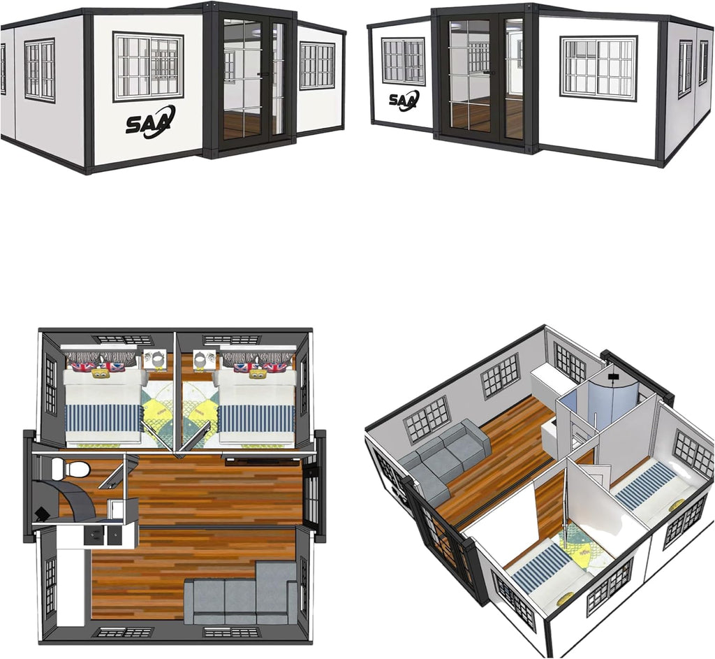 19 x 20 FT Expandable Prefab House with 1 Bathroom, 2 Rooms & 1 Kitchen R451067