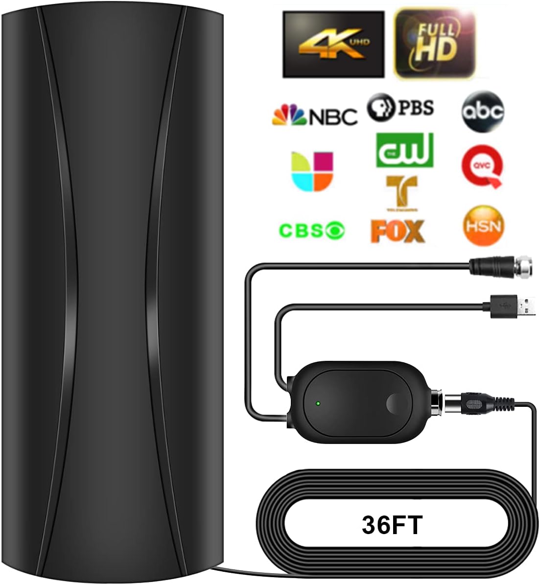 Digital TV Antenna with Amplifier Signal Booster and Coaxial Cable D23139