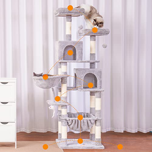 Light Gray Cat Tree with Sisal Scratching Posts Q926