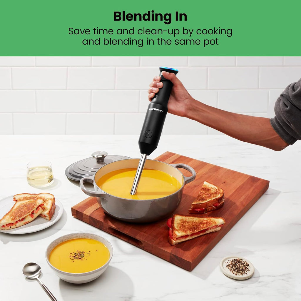 Black Cordless Immersion Blender with Stainless Steel Blades N446