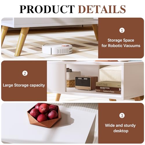 Wood Aesthetic Coffee Table with Storage, 39.4 * 19.7 * 18.5 in (Rust Brown) U578