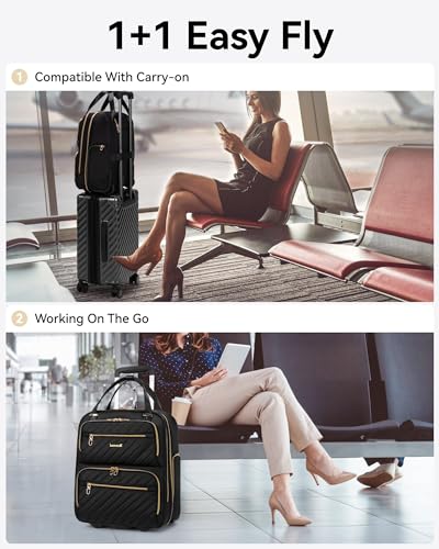 Black 16 Inch Soft Sided Underseat Carry On Luggage with Wheels R9575