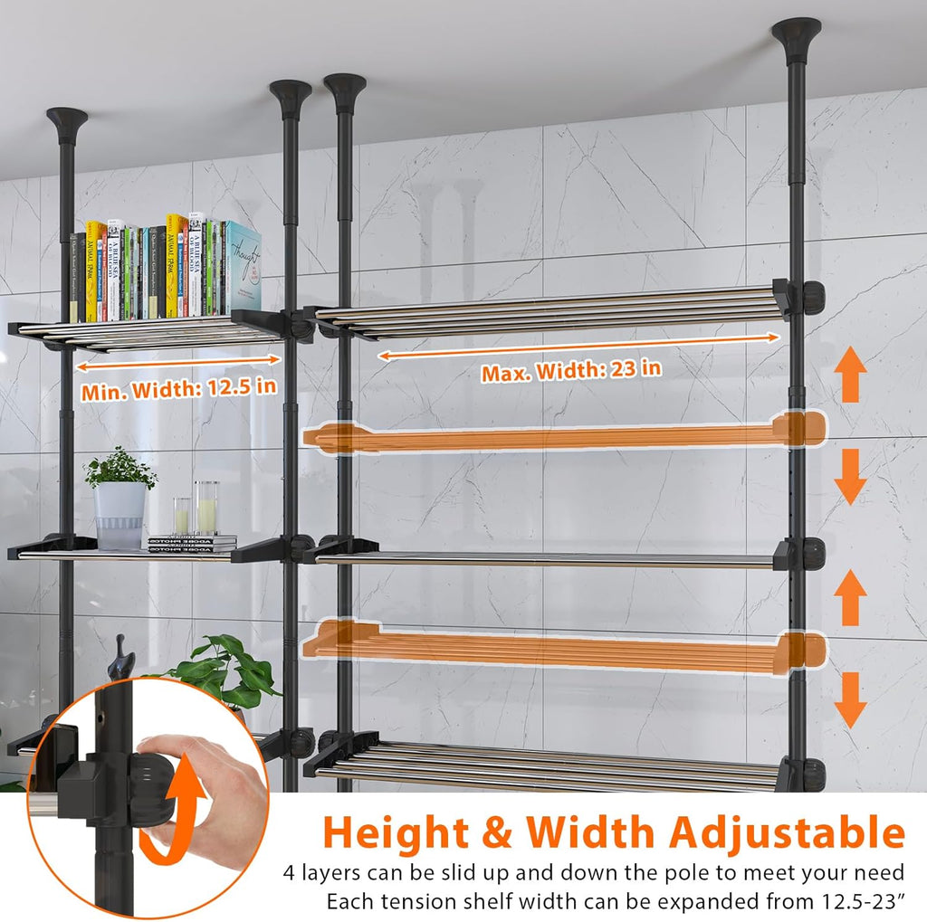 4-Tier Adjustable Metal Over The Toilet Storage Shelves D8938
