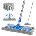 Sky Blue Microfiber Flat Mop with 5 Reusable Washable Pads M5137