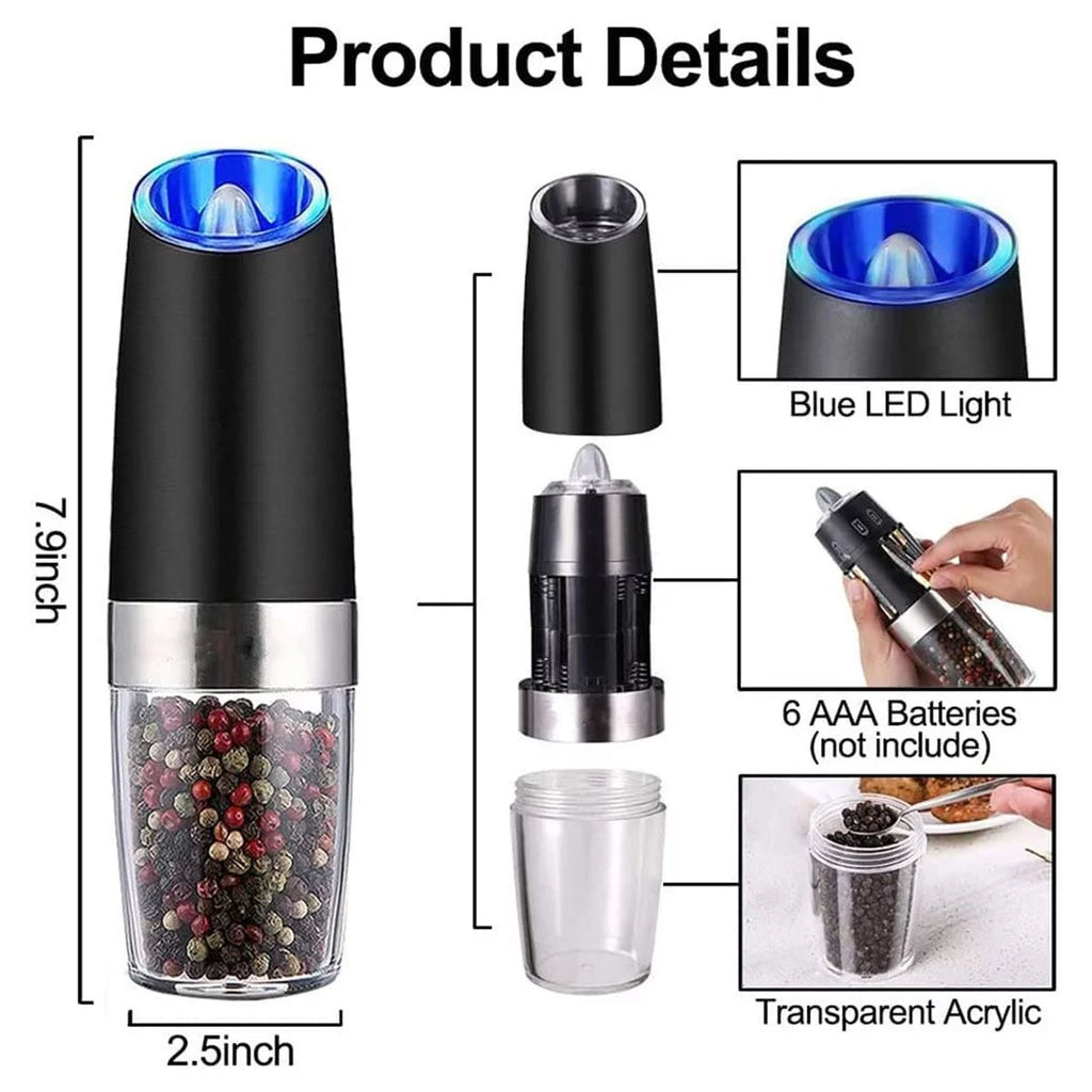 2 Pack Electric Salt and Pepper Grinder Set with Adjustable Coarseness D33947
