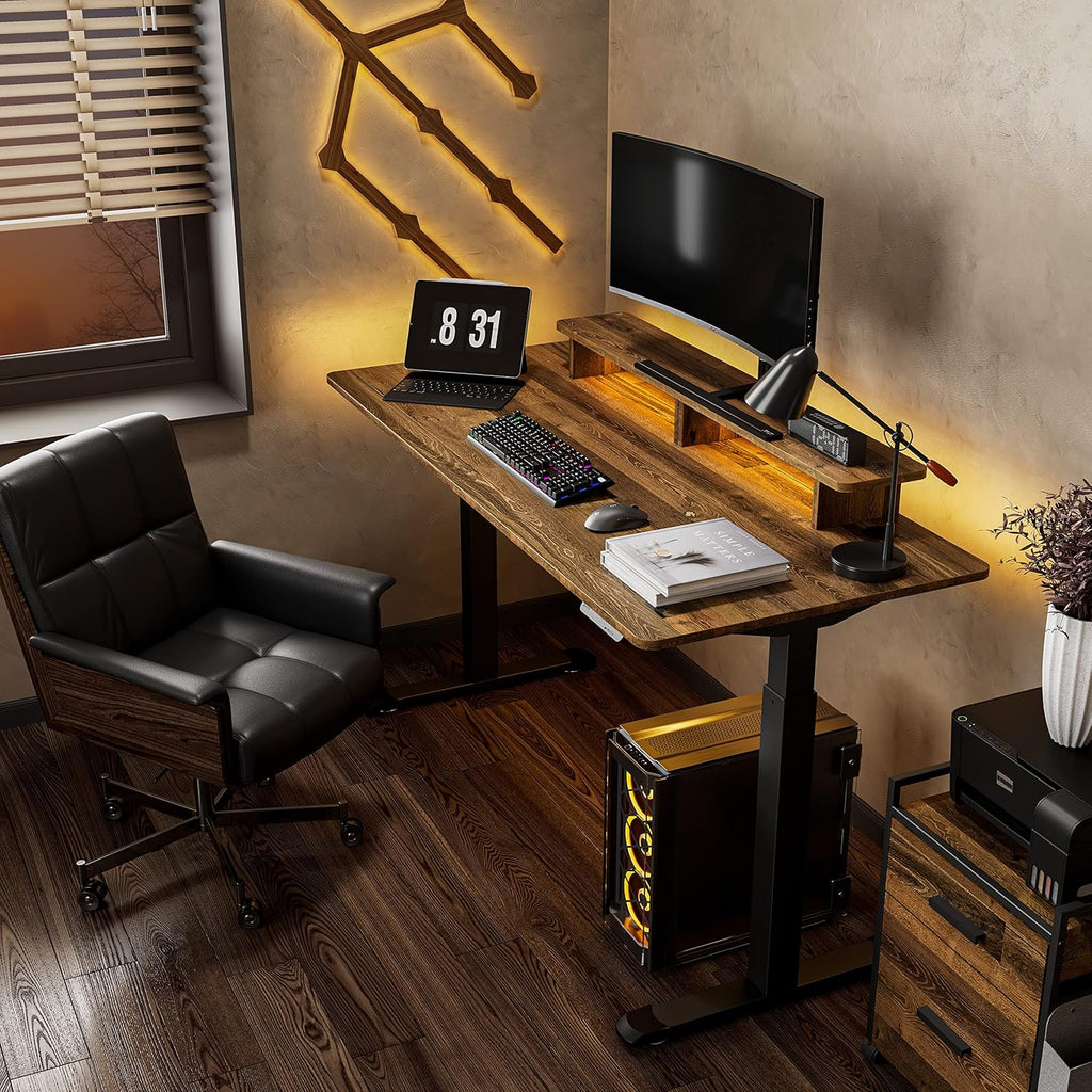 63" Electric Standing Desk with Height Adjustable Keyboard Drawer L6517