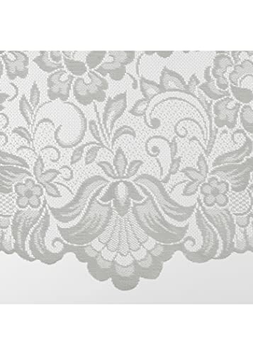 Ivory Embroidered Floral Lace Window Curtain Swag Pair 72" x 32" E7513