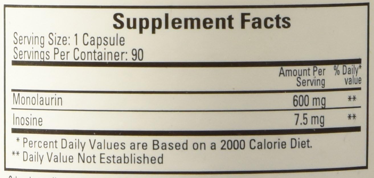 Monolaurin 600mg 90 Capsules V5565