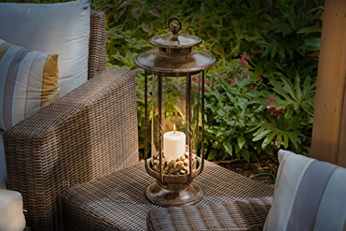 Large Decorative Hurricane Lantern Glass Candle Holder Cast Iron N721