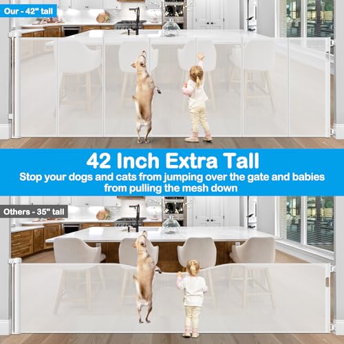 Reinforced 42 Inch Extra Tall Retractable Dog Gate Y460100