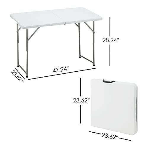 4ft Portable Plastic Folding Table with Adjustable Height I755758