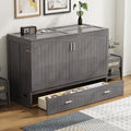 Queen Size Solid Pine Murphy Bed Cabinet with Storage Drawer H455022