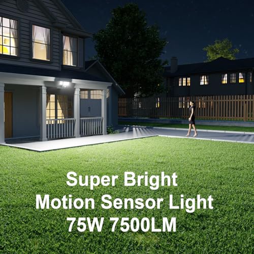 3 Heads 7500LM 6500K IP65 Motion Sensor Security Lights 2PCS O4498
