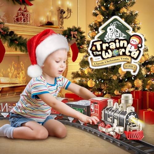 Christmas Train Set with Lights, Sounds, 3 Cars & 10 Tracks U640390