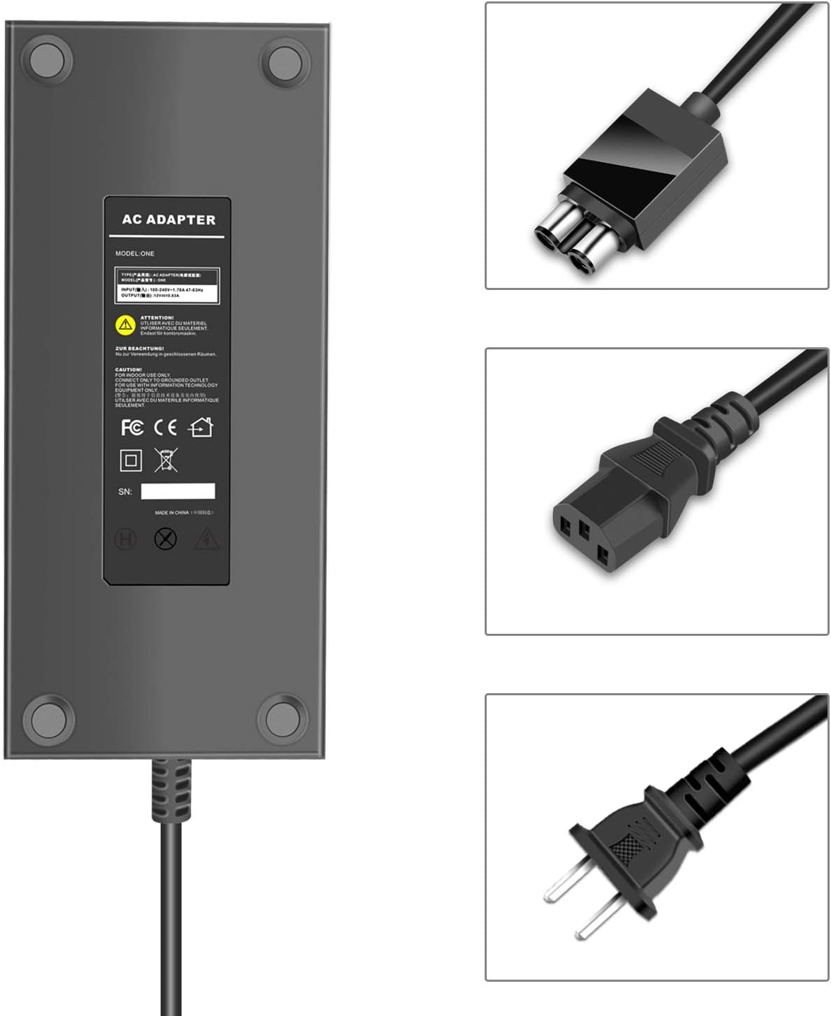 Upgraded Power Supply Brick for Xbox One with AC Adapter Charger Cord 200W K434183