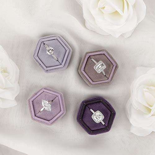 Lilac Velvet Hexagon Ring Box K90859